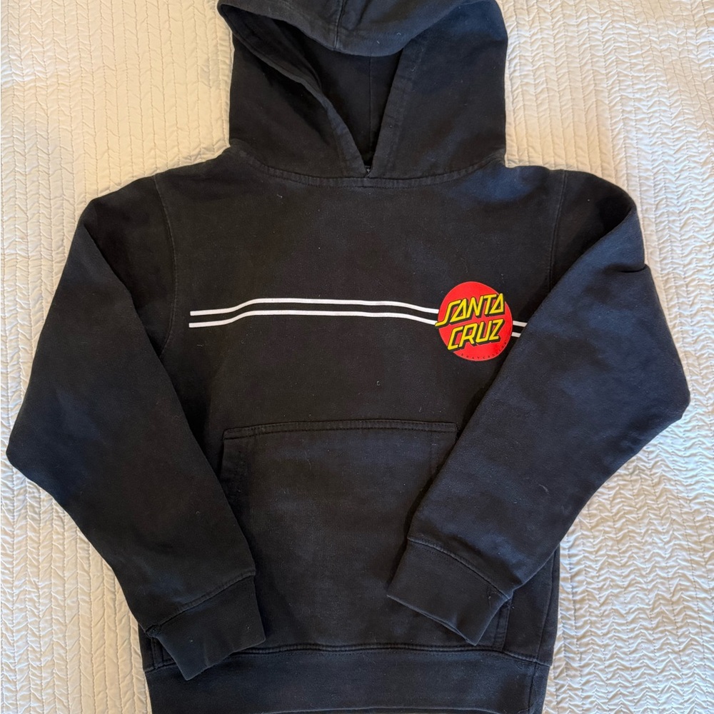 Santa Cruz Skateboards Kids Black Hoodie with Red Logo, size small